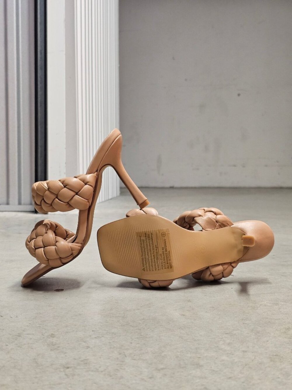 Braided Faux Leather High Heel Sandals - Nude Beige Chic & Elegant Design For Wo - Picture 16 of 16